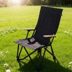Classic Folding Camping Chair with Wooden Armrests - Portable Outdoor Camp Seat - immagine 7
