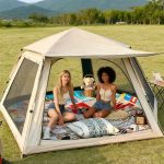 Large Hexagon Pop-Up Camping Tent with Awning - Quick Setup Cabin Tent