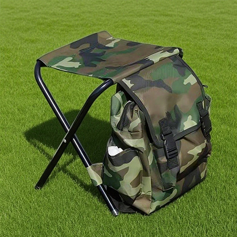 1 Folding Backpack Stool - Portable Camping Chair and Cooler Bag - 画像 (1)