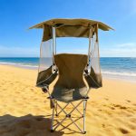 Folding Camping Chair with 3-Sided Sunshade Canopy - Portable Outdoor Beach Chair