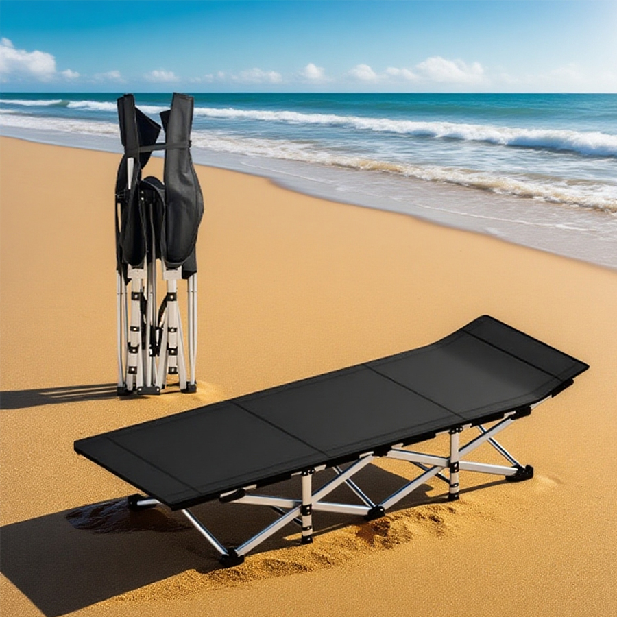 1 Portable Folding Camping Cot with Bag - Lightweight Beach Lounge Bed — изображение 1