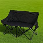 Folding Loveseat Camping Chair for Two - Portable Double Moon Chair with Bag