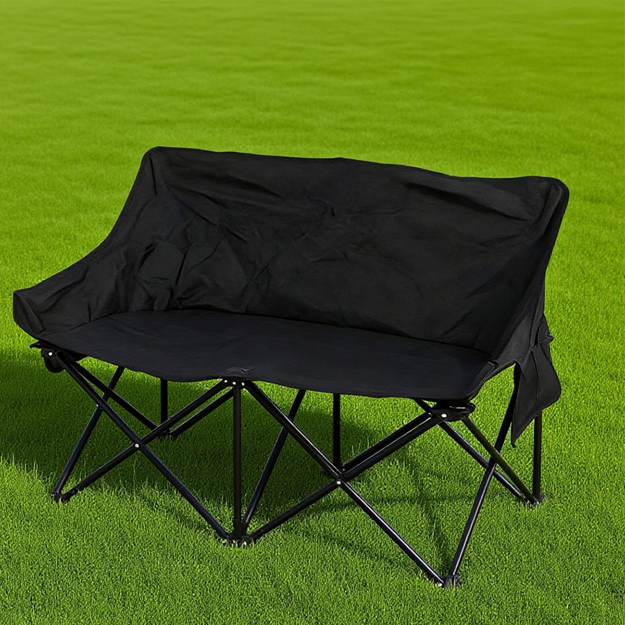 1 Folding Loveseat Camping Chair for Two - Portable Double Moon Chair with Bag - Imagem 1