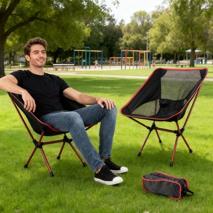 Ultralight Aluminum Folding Camping Chair - Portable Backpacking Chair with Bag
