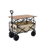 Folding Utility Wagon with Elevated Table - All-Terrain Collapsible Cart