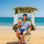 Folding Camping Chair with 3-Sided Sunshade Canopy - Portable Outdoor Beach Chair – Bild 3