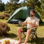 Classic Folding Camping Chair with Wooden Armrests - Portable Outdoor Camp Seat - immagine 4