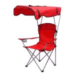 Folding Camping Chair with Canopy - Portable Sunshade Chair with Armrests
