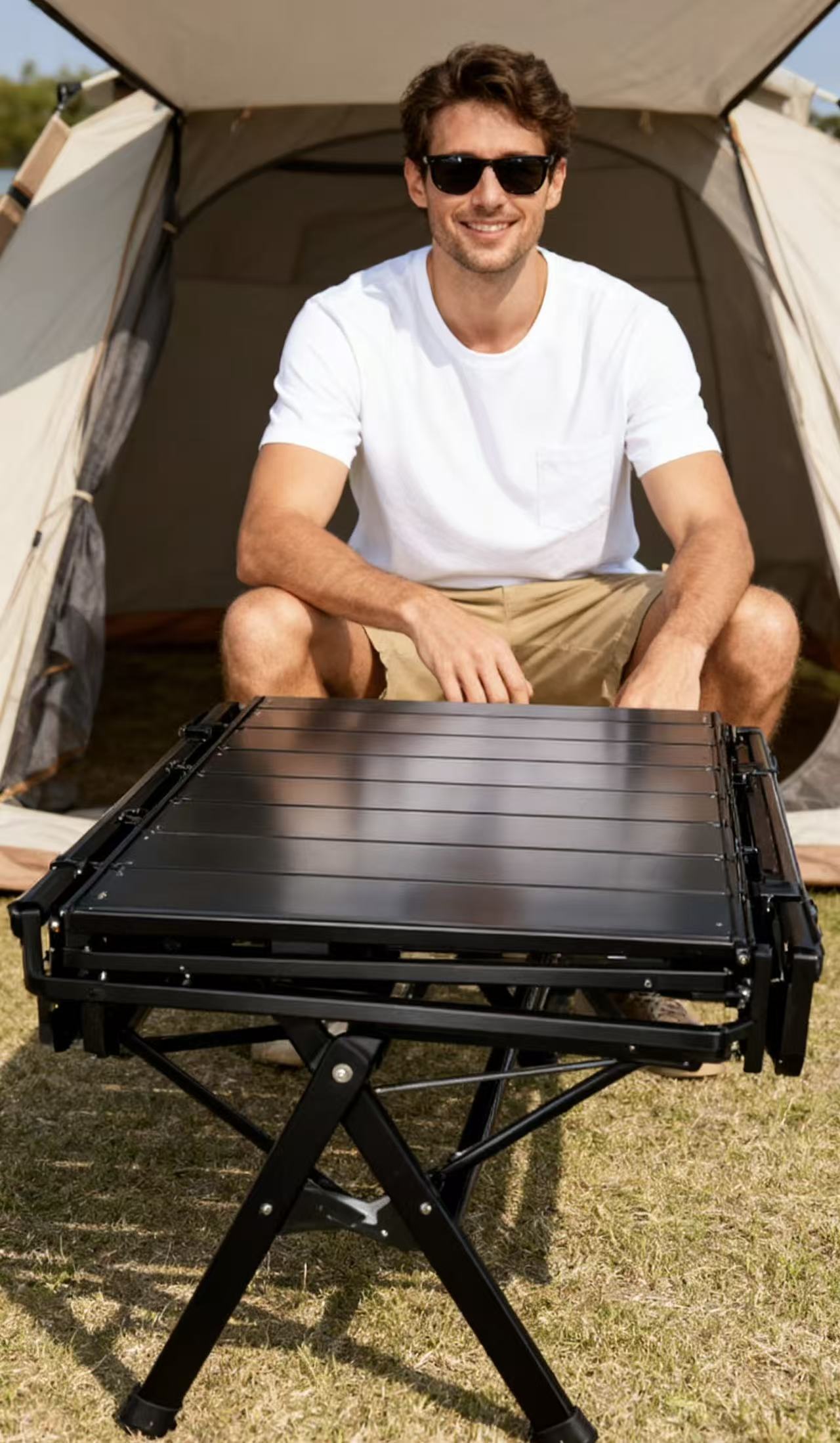 09e952cbdaf5cbc188c68fcbdb30bbd6 XXL Extra Long Aluminum Roll-Up Camping Table | Heavy-Duty Portable Outdoor Folding Dinner Table for 8-10 People | Lightweight & Compact for Camp, Picnic, Tailgating – Image 1