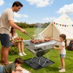 Large Stainless Steel Folding Camping Grill and Portable Fire Pit - Heavy Duty Charcoal BBQ for Outdoors - Imagem 4