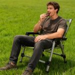 Heavy-Duty Folding Camping Chair with Armrests - Portable Aluminum Frame Outdoor Director's Chair (Olive Green) – Image 6