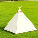 Minimalist Cotton Canvas Teepee Tent - Single Pole Glamping Shelter for Camping, Backyard & Festivals (Mint Green) - 画像 (4)