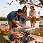 Large Stainless Steel Folding Camping Grill and Portable Fire Pit - Heavy Duty Charcoal BBQ for Outdoors - Imagem 3