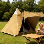 Large 3-4 Person Teepee Tent with Extended Awning - Easy Setup Telescopic Pole Indian Style Camping Tent for Family Outdoor Adventure