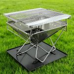 Large Stainless Steel Folding Camping Grill and Portable Fire Pit - Heavy Duty Charcoal BBQ for Outdoors