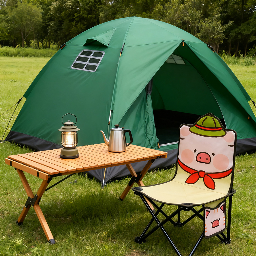 3 "Little Explorer" Kids Folding Camp Chair (Pig Pal Design) - Image 1
