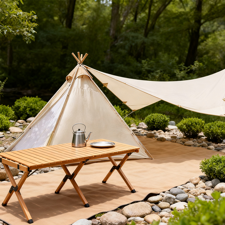 3 Teepee Glamping Tent with Extended Canopy Awning – 4-Season Waterproof Pyramid Shelter for Camping & Events - 图片 1