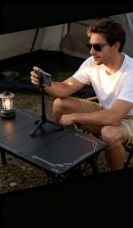 Tactical Aluminum Folding Camping Table - Portable Military Style Hard Top Camp Gear | Lightweight Outdoor Grill Side Table for RV, Tent, Picnic - Imagem 5