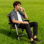 Heavy-Duty Folding Camping Chair with Armrests - Portable Aluminum Frame Outdoor Director's Chair (Olive Green) – Image 3