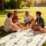 Small Bohemian Tassle Woven Rug - Indoor/Outdoor Accent Throw Mat for Picnic, Camping, or Home Decor – Bild 4