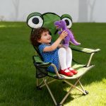 Kids' Lion-Themed Folding Camping Chair with Cup Holder