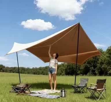 Stylish Batwing Camping Tarp Shelter - Large Waterproof Shade Canopy for Hammock, Tent, and Car Camping - UV Protection