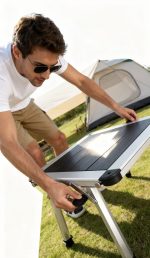 Square Aluminum Roll-Up Camping Table - Portable Hard Top Picnic/Side Table | Compact Lightweight Gear for RV, Backpacking, Patio – Image 5