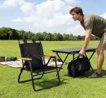 Portable Mid-Back Folding Camping Chair with Carry Straps & Wood Armrests - Lightweight Tailgating/Beach/Picnic Chair — изображение 6