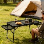 Foldable Mesh Camping Table with Extendable Side Wings – Portable Steel Outdoor BBQ & Stove Prep Station - 画像 (4)