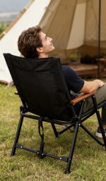 Heavy-Duty Folding Camping Chair – High Back Portable Outdoor Director's Chair with Wooden Armrests — изображение 4