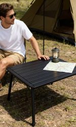 Square Aluminum Roll-Up Camping Table - Portable Hard Top Picnic/Side Table | Compact Lightweight Gear for RV, Backpacking, Patio – Image 2
