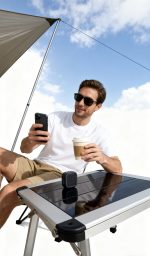 Square Aluminum Roll-Up Camping Table - Portable Hard Top Picnic/Side Table | Compact Lightweight Gear for RV, Backpacking, Patio – Image 3