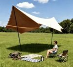 Stylish Batwing Camping Tarp Shelter - Large Waterproof Shade Canopy for Hammock, Tent, and Car Camping - UV Protection - Imagem 6