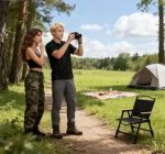 Folding Kermit Camp Chair with Wood Armrests - Portable Low-Profile Outdoor Seat - Imagem 6