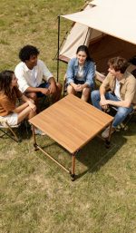 Square Folding Game & Dining Table - Portable Wood Grain Surface for Board Games, Cards, and Mahjong - Imagen 5