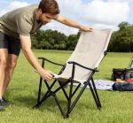 ⁦Oversized High-Back Folding Camping Chair - Portable Canvas Lounge Chair with Armrests⁩ - الصورة ⁦4⁩