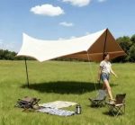 Stylish Batwing Camping Tarp Shelter - Large Waterproof Shade Canopy for Hammock, Tent, and Car Camping - UV Protection - Imagem 3