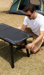 Tactical Aluminum Folding Camping Table - Portable Military Style Hard Top Camp Gear | Lightweight Outdoor Grill Side Table for RV, Tent, Picnic - Imagem 3