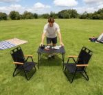 Portable Mid-Back Folding Camping Chair with Carry Straps & Wood Armrests - Lightweight Tailgating/Beach/Picnic Chair — изображение 3