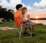 Portable Folding Directors Chair - High Strength Aluminum Frame & Bright Orange Canvas – Bild 3