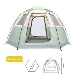 6-Person Hexagon Instant Setup Camping Tent - Family Pop-Up Shelter with Waterproof & Ventilation Windows — изображение 2