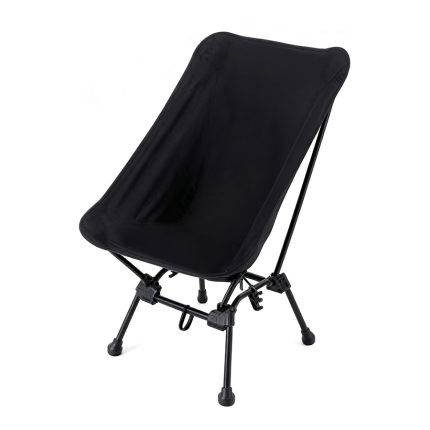 Ultralight Portable Moon Camping Chair – Compact High-Back Bucket Seat for Backpacking, Hiking & Festival Travel (Black)