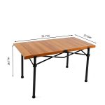 Large Wood Grain Folding Camping Table - Portable Outdoor Dining & Patio Desk - 画像 (2)