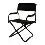 Heavy-Duty Black Folding Director's Chair - Portable Metal Frame & Black Canvas Seat for Makeup, Patio, & Events