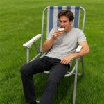 Classic Blue Striped Folding Beach & Camp Chair