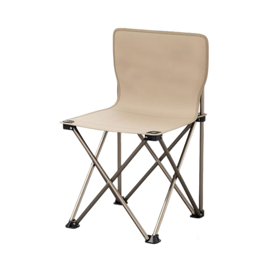米白色 Lightweight Folding Camping Chair with Backrest - Portable, Heavy-Duty Outdoor Seat for Hiking, Fishing & Picnic - 图片 1