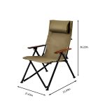 ⁦High Back Folding Camping Chair with Wood Armrests & Padded Headrest - Portable Steel Frame Lawn Deck Chair for Outdoor Patio Beach Events⁩ - الصورة ⁦2⁩