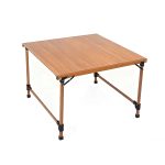 Square Folding Game & Dining Table - Portable Wood Grain Surface for Board Games, Cards, and Mahjong